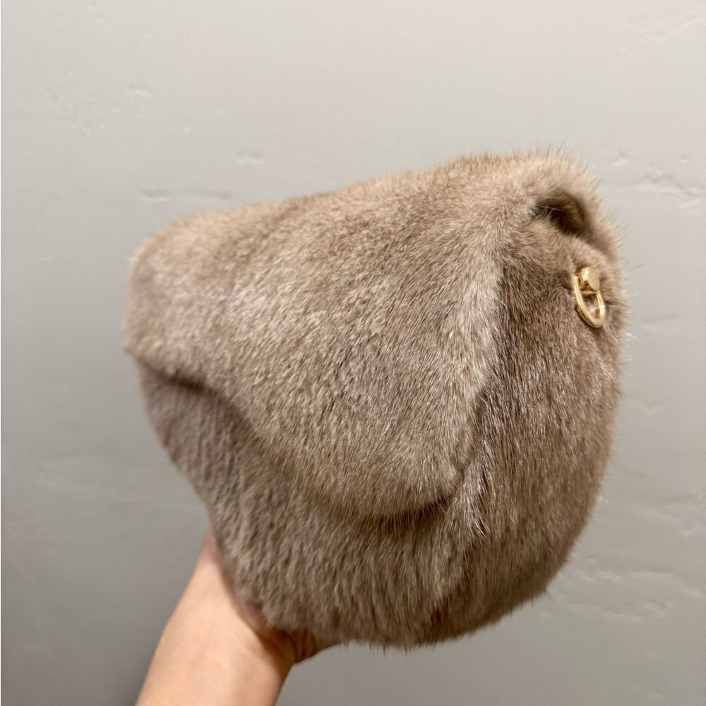 Natural Mink Fur Handmade Asymmetric Saddle Bag/Crossbody & 2 Mink Fur Charm - Picture 13 of 16